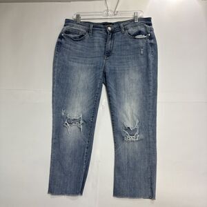 Judy Blue Women Skinny Fit Capri Sz 13/31 Distressed Light Blue Wash